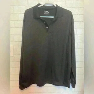 PGA Tour Golf Polo Shirt Mens Dark Gray Size XL Long Sleeve #003
